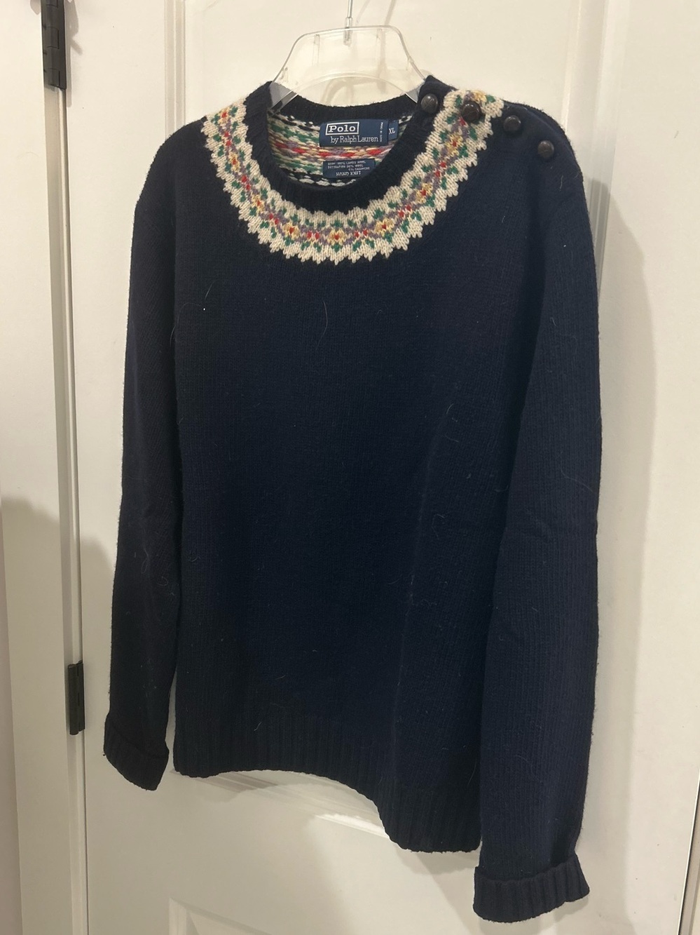 Polo by Ralph Lauren Navy Sweater with Multicolor Fair Isle Yoke